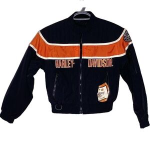 HARLEY DAVIDSON Kid’s Vintage Race Bomber Jacket Logo Biker Motorcycle Medium